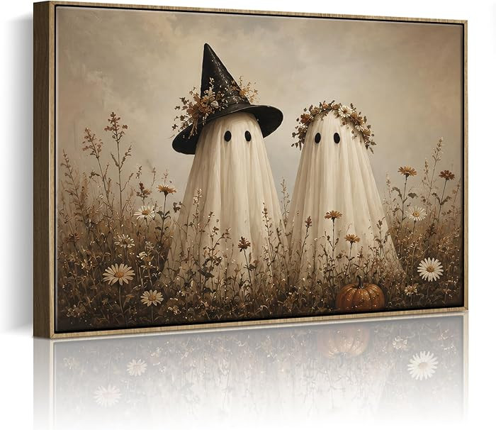 Halloween Framed Wall Art, Ghost Couple in Wildflower Halloween Pictures | Amazon (US)