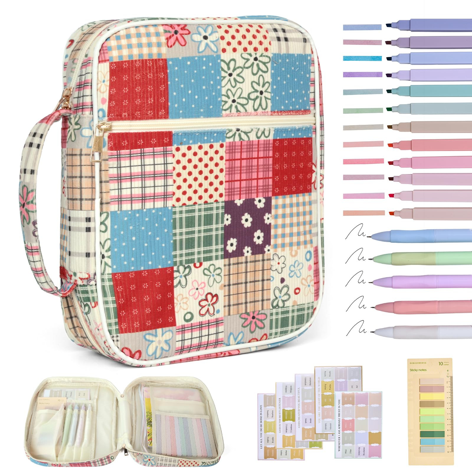 Bible Cover Case for Women Corduroy Bible Case for Girls Large Bible Cover with Handle Bible Stud... | Amazon (US)