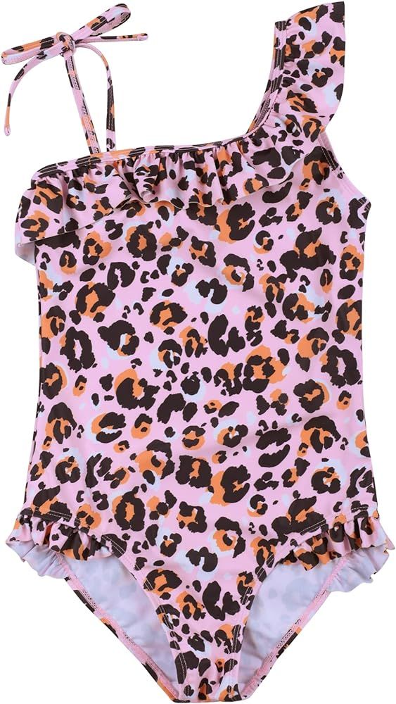 MARZXIN Baby Girls One Piece Swimsuit One Shoulder Ruffle Swimwear Beach Bathing Suit | Amazon (US)