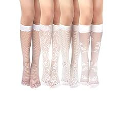 Geyoga 4 Pairs Women's Fishnet Knee Sock Black Hollow out Women's Calf Socks | Amazon (CA)