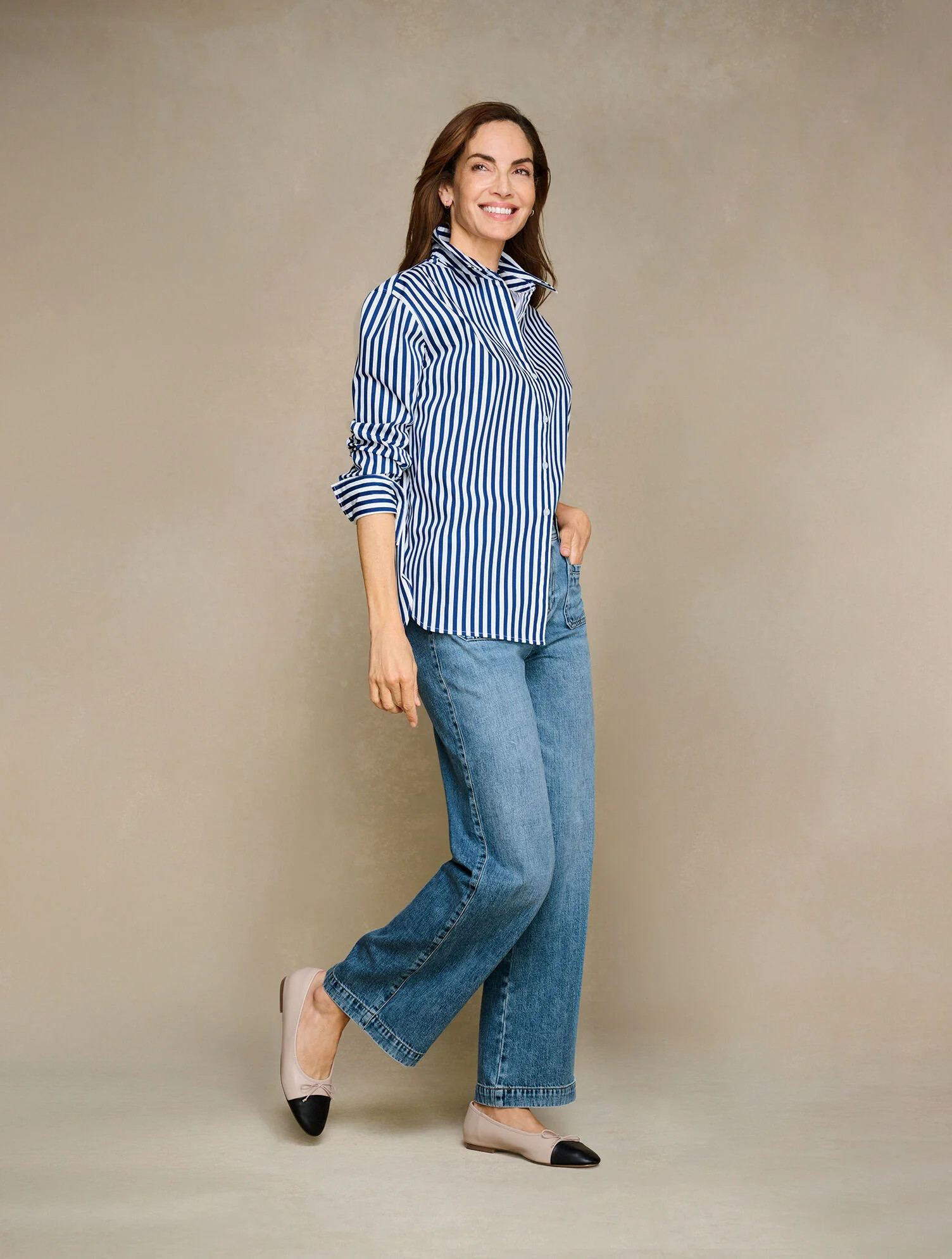 Supersoft Wide Ankle Patch Pocket Jeans - Halsey Wash | Talbots