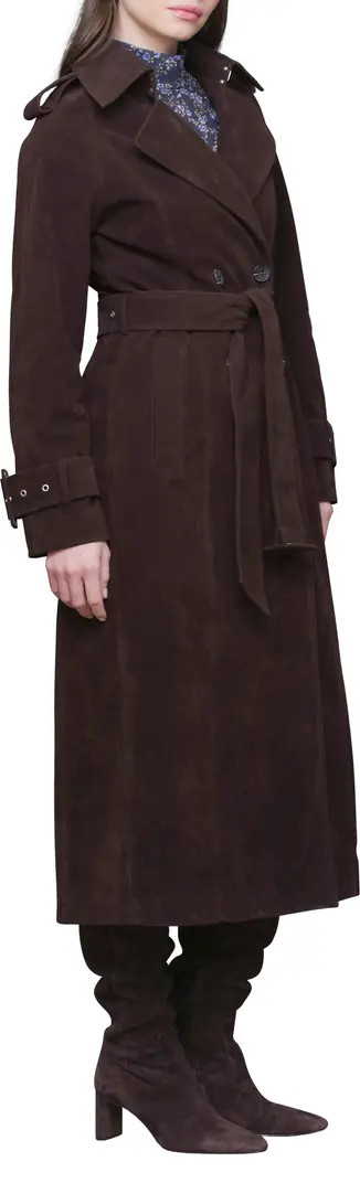 Double Breasted Faux Suede Trench Coat | Nordstrom