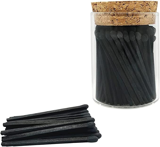 2" All Black Matches in a Glass Bottle | 100+ Artisan Safety Matchsticks in a Chic Jar with Cork ... | Amazon (US)