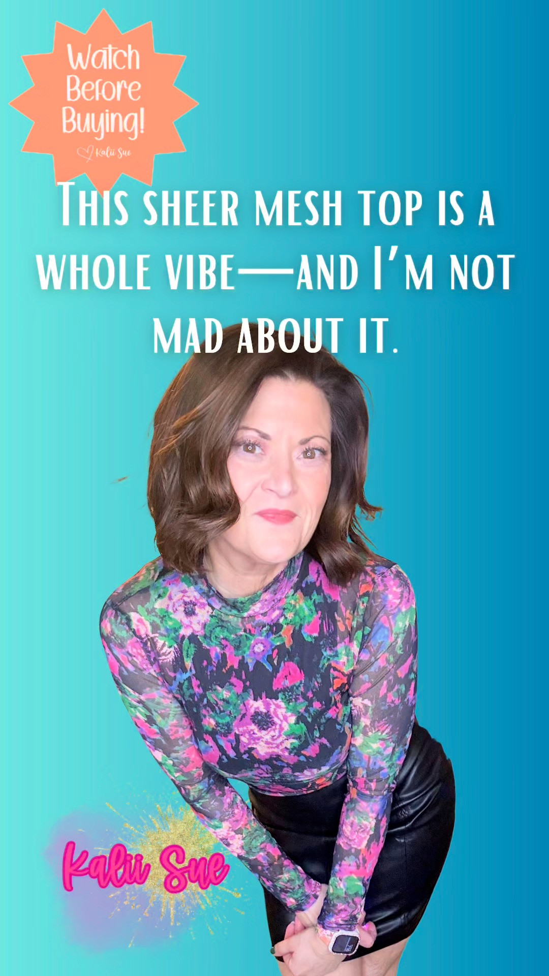 This floral mesh top is the kind of piece that instantly makes an outfit feel intentional.

The sheer long sleeves and slim silhouette create a sleek, flattering shape, while the bold floral print layered over black adds depth and drama without feeling overwhelming. It has just enough stretch to contour comfortably, making it easy to wear for hours.

The round neckline keeps it balanced and versatile — dress it up with tailored trousers or a high-waisted skirt for a night out, or pair it with structured denim and heels for a statement look that still feels effortless.

Because it’s sheer, you can style it with a bralette, bandeau, or cami depending on how much coverage you prefer. It’s one of those standout tops that does most of the styling work for you — refined, striking, and unforgettable. 

 

#LTKootd #LTKOver40