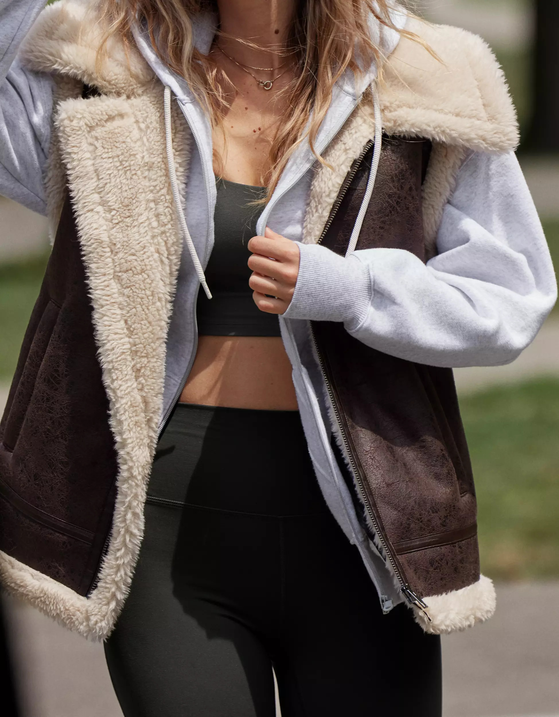 OFFLINE By Aerie Faux Leather Sherpa Vest | Aerie