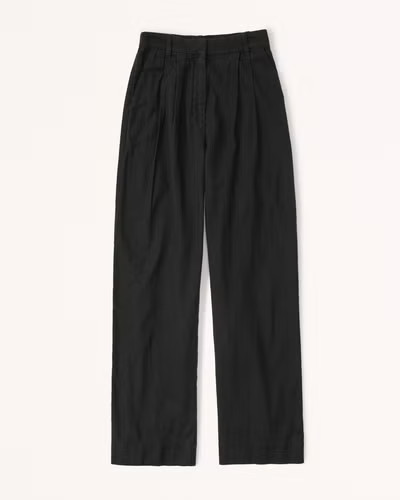 Linen-Blend Tailored Black Wide Leg Pants Outfit | Spring Pants | Summer Pants | Black Pants Outfit | Abercrombie & Fitch (US)