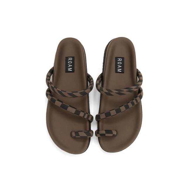 ROAM ORBIT SANDAL BLACK & TAUPE WAVY CHECK NEOPRENE | ROAM