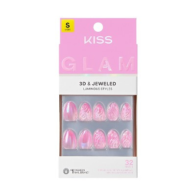 Kiss Glam Jeweled Press-On Fake Nails - Short Almond - Starry Chiffon - 35ct | Target