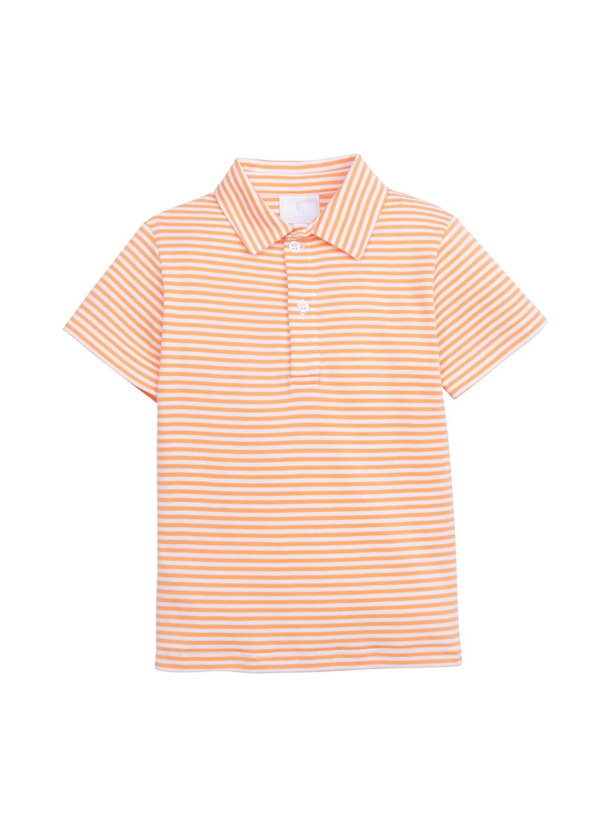 Short Sleeve Striped Polo - Orange | Little English