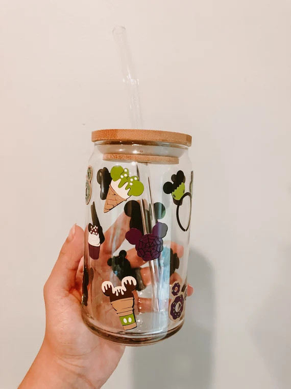 Mickey Halloween Glass  Mickey Halloween Treats Glass Cup  - Etsy | Etsy (US)