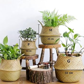 Cesta de Palha (vime/rattan/seagrass) para Organização, Roupas ou Plantas (vaso), dobrável, co... | Amazon (BR)