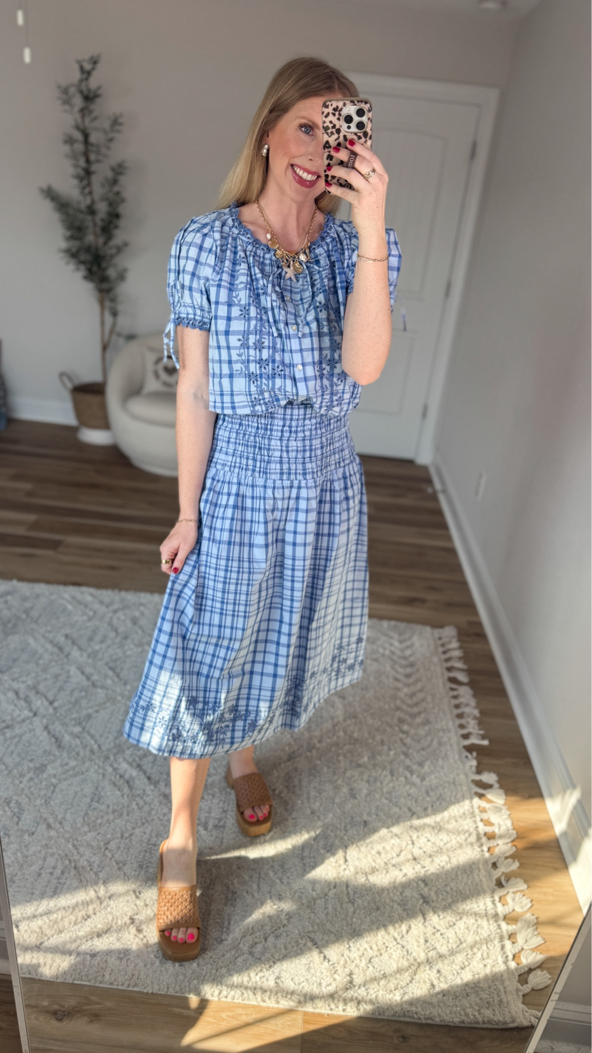 Walmart outfit, blue plaid eyelet set 

#LTKootd