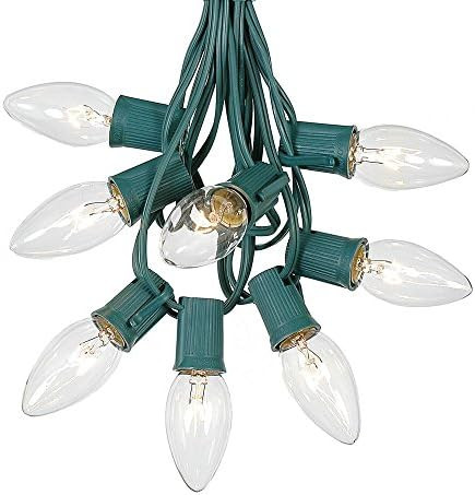 C9 Clear Christmas String Light Set - Outdoor Christmas Light String - Hanging Christmas Lights -... | Amazon (US)