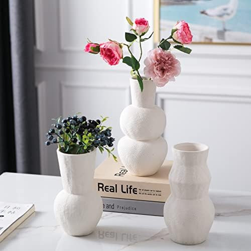 Mowtanco Ceramic Vase Set of 3, Modern Decorative Flower Vase for Home Decor, Living Room Decor, ... | Amazon (US)