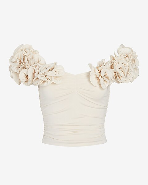 Body Contour Compression Off The Shoulder Rosette Top | Express