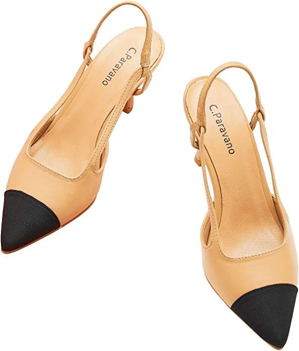 C.PARAVANO Slingback Pumps I Women's Pumps I Slingback Heels I Women's Slingback I Beige Slingbac... | Amazon (US)