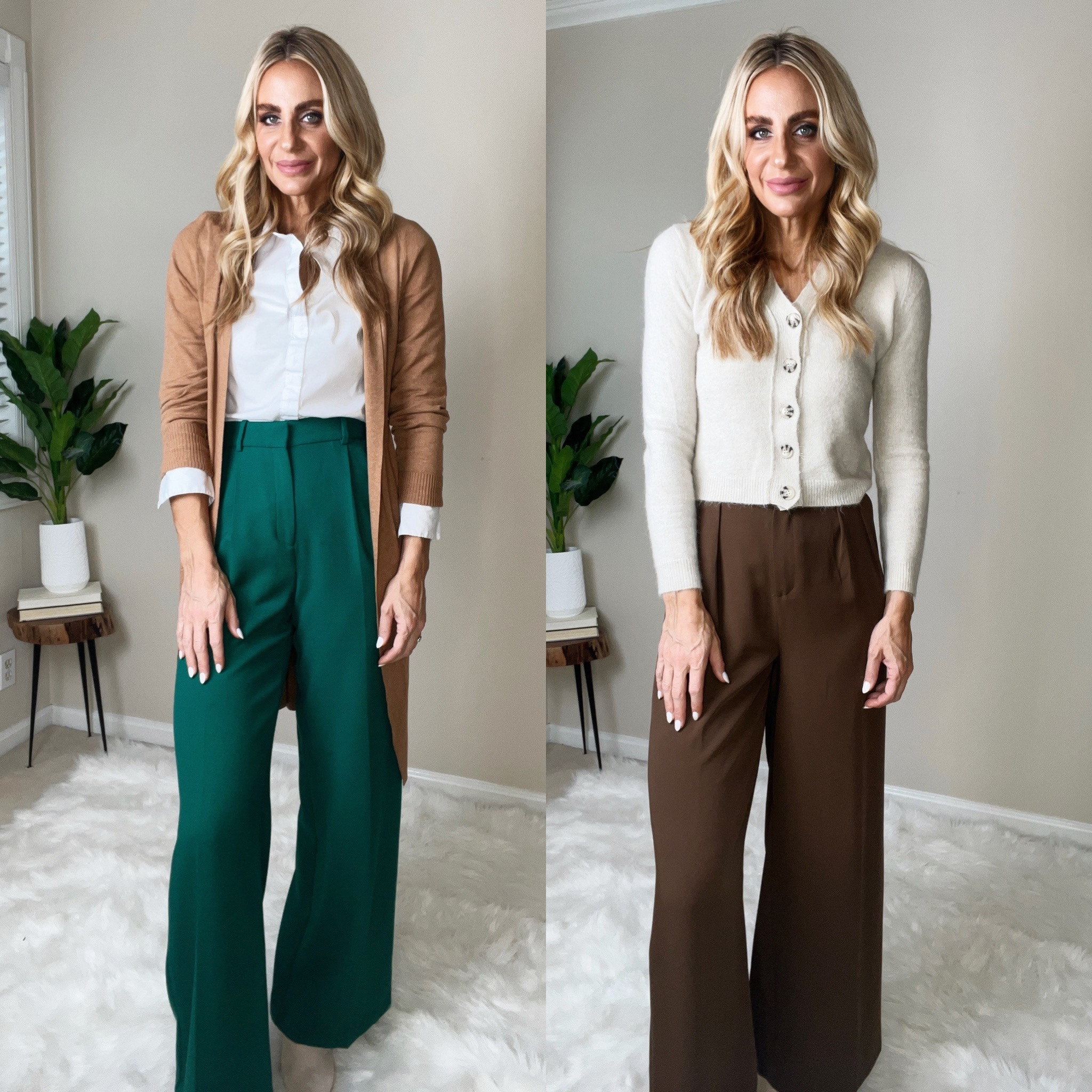 Fall workwear. Fall sweater cardigans. Wide leg pants. High waisted pants. Work pants. Other colors available. Work outfit ideas. Affordable workwear  

#LTKover40 #LTKworkwear #LTKSeasonal