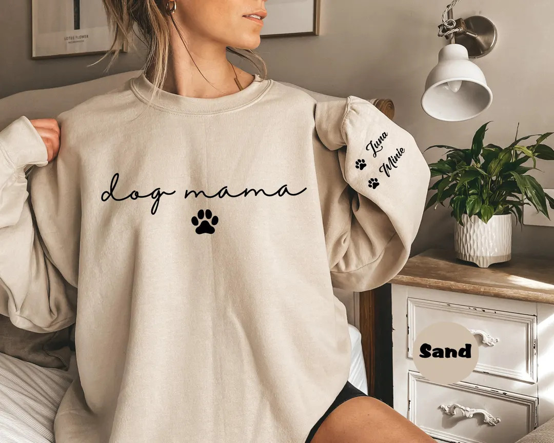Personalized Dog Mama Sweatshirt, Custom Dog Mom Hoodie, Dog Owner Outfit, Dog Mama Clothings, Do... | Etsy (Global)