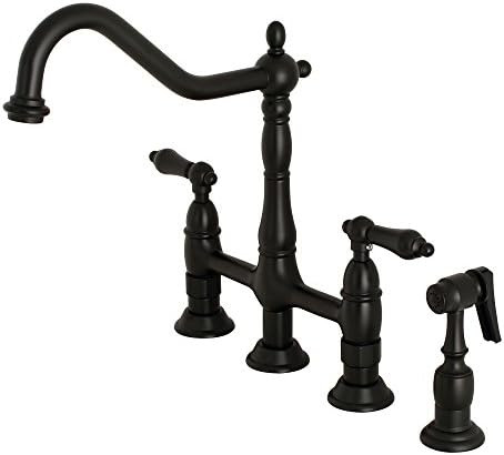 Kingston Brass KS1270ALBS Heritage Bridge Kitchen Faucet, 8-9/16", Matte Black | Amazon (US)