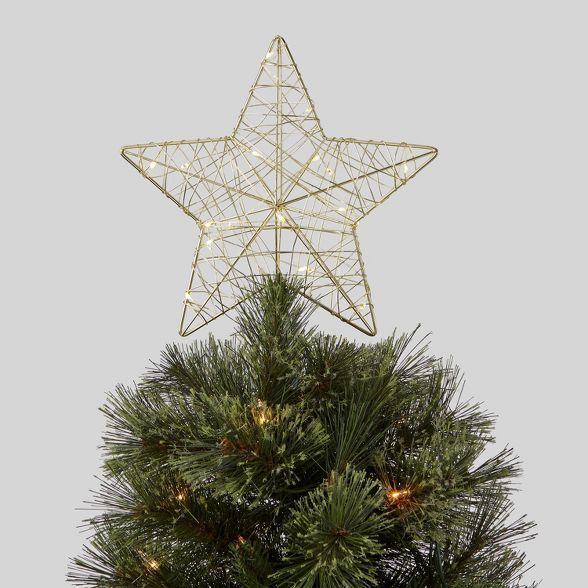 10in Lit Glitter Wrapped Twinkling Star Tree Topper Gold - Wondershop™ | Target