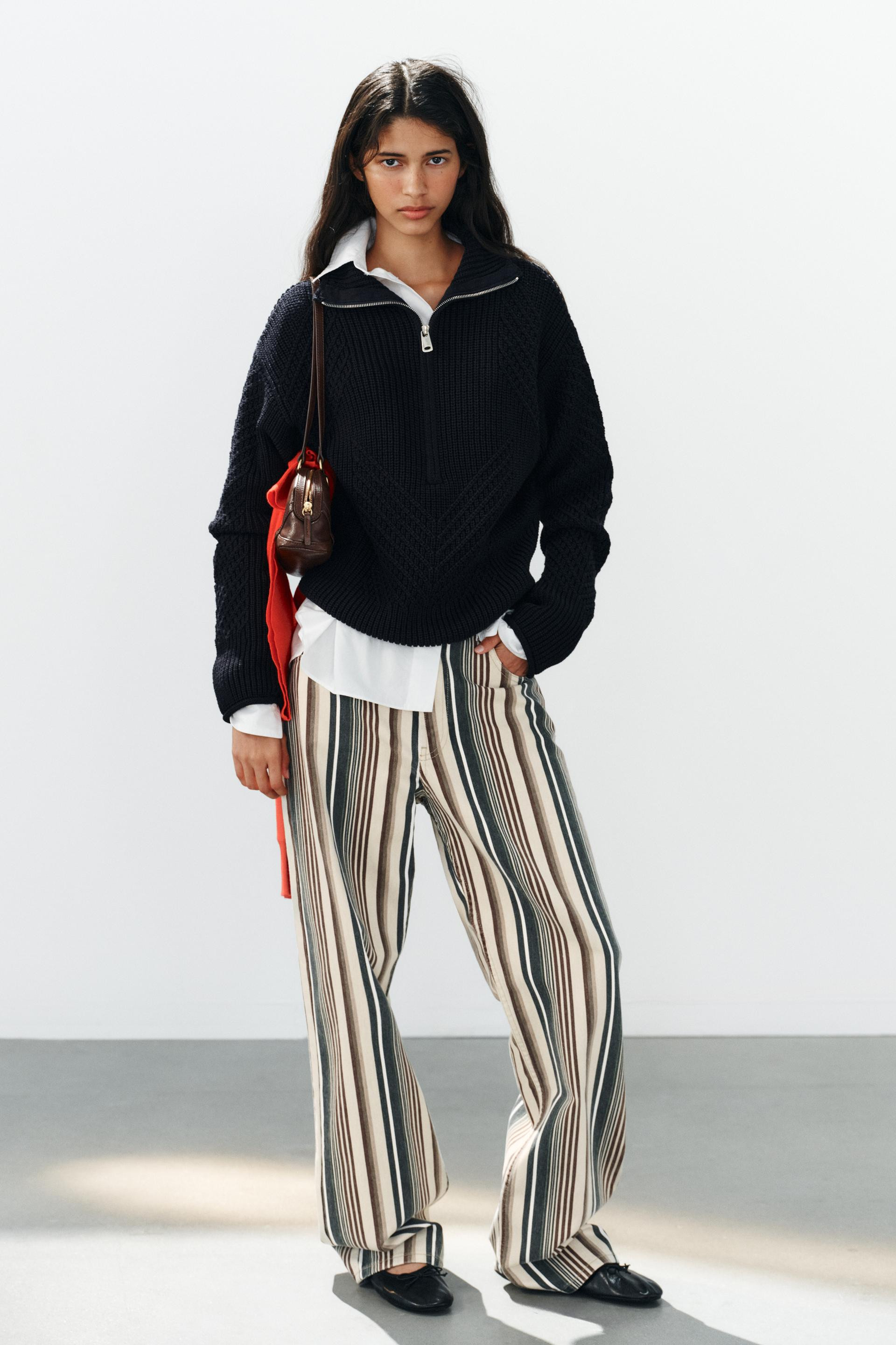 Zara - Trf Mid-Rise Striped Boyfriend Jeans - Striped - 32 (Us 14) - Woman | Zara US