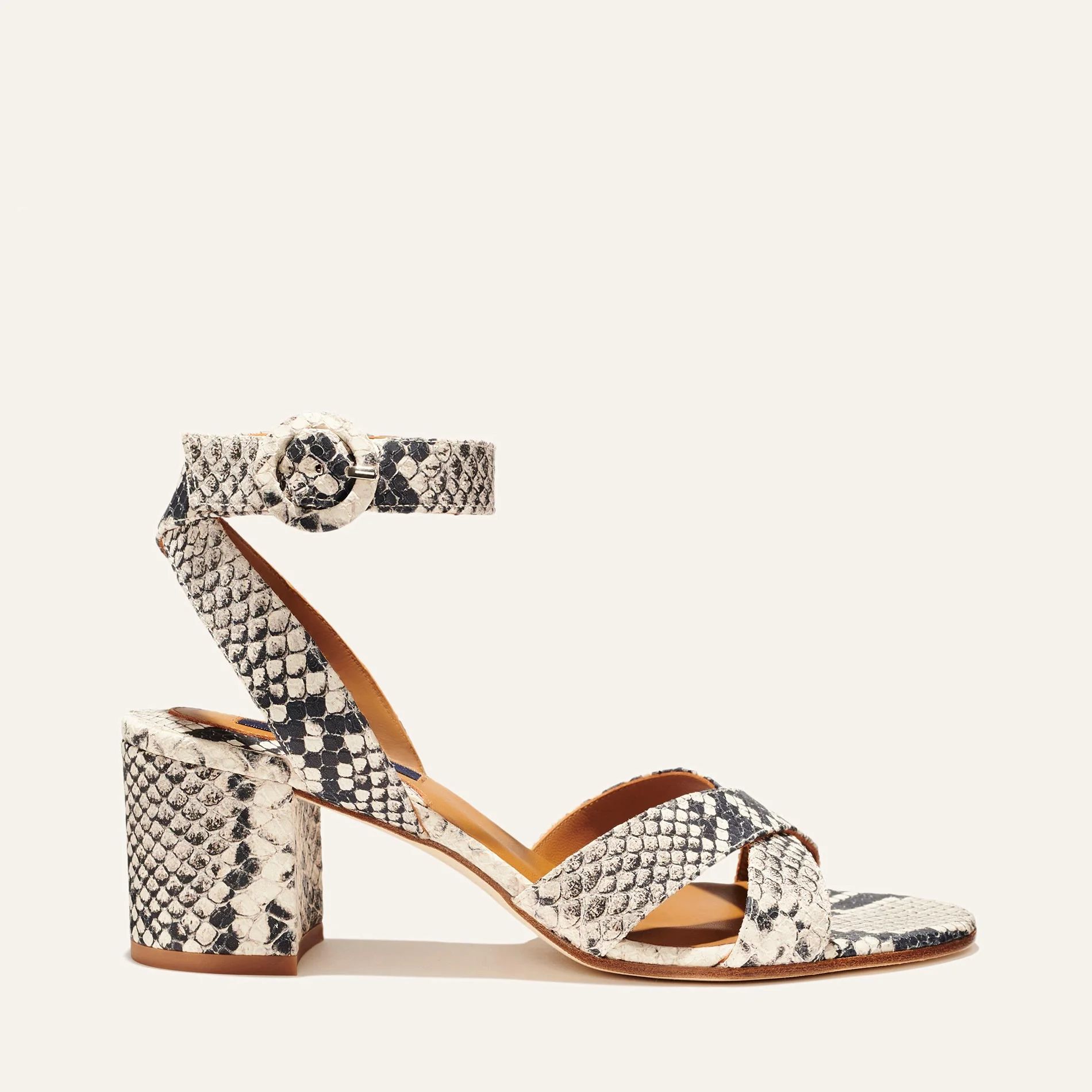 The City Sandal - Natural Python Embossed | Margaux