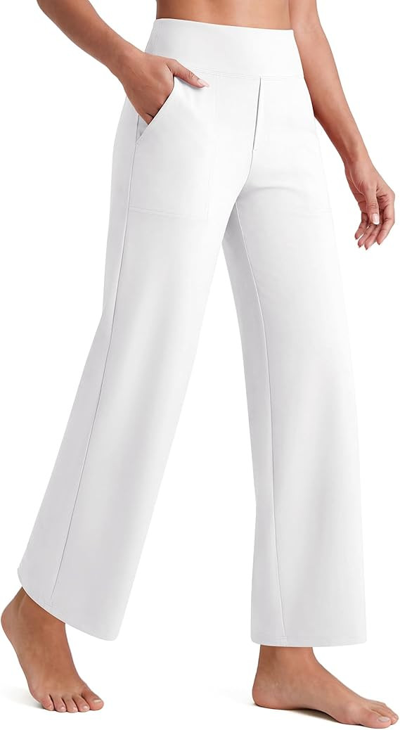 G4Free EverGoing Wide Leg Ankle Pants for Women 7/8 Length Yoga Dress Pants High Waist Stretch wi... | Amazon (US)