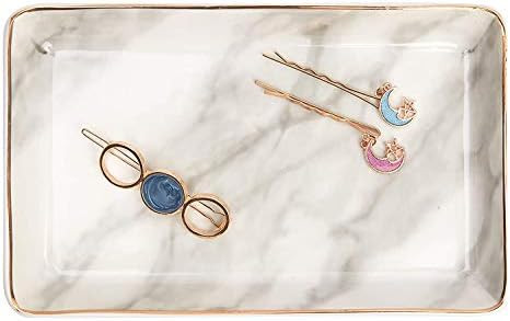 Nordic Grey Striped Marble Plate - Ceramic Jewelry Tray, Ring Holder, Bracelets Plate, Dessert Di... | Amazon (US)