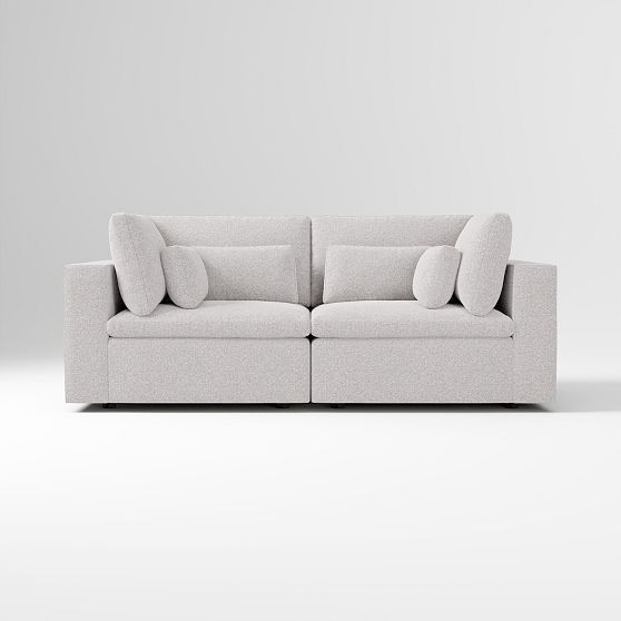 Harmony Modular 86"" 2-Piece Sofa, Standard Depth, Multi-Seat, Performance Chenille Tweed, Frost Gray | West Elm (US)