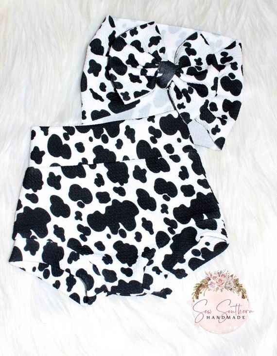 Cow Print Bummies, Bummie Set, Cow Spots, Cow Girl Outfit,  Baby Bummies, Baby Bottoms, High Wais... | Etsy (US)
