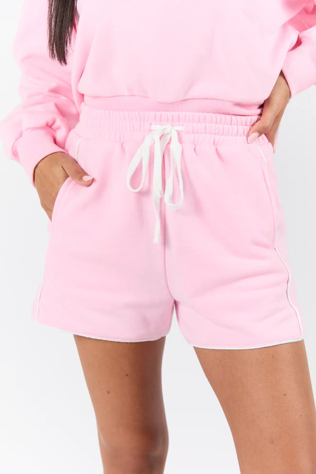 Baseline Pink Piped Lounge Shorts FINAL SALE | Pink Lily