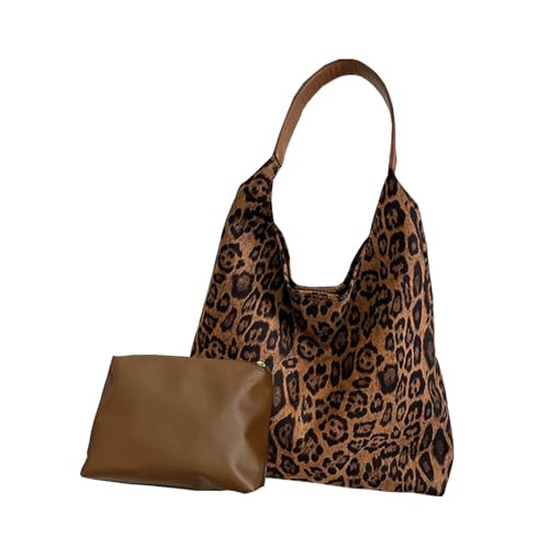 WEEKXING Suede Bags for Women Leopard Print Suede Tote Bag,Suede Shoulder Bag,Womens Hobo Handbag,Slouchy Bags | Amazon (US)