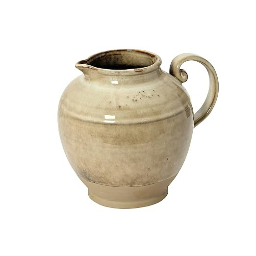 Creative Co-Op Stoneware, Reactive Glaze Pitcher, 8" L x 7" W x 7" H, Greige | Amazon (US)