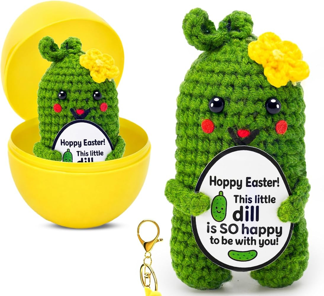 Easter Eggs Crochet Pickle, Easter Basket Stuffer for Teens,Funny Pickle Plush Gift with Keychain... | Amazon (US)