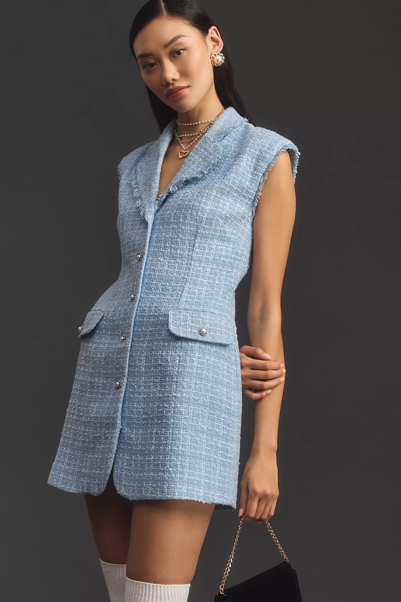 Maeve Sleeveless Tweed Blazer Mini Dress | Anthropologie (US)