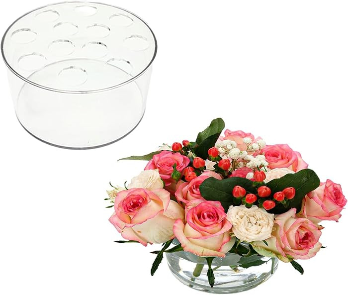2PCS Acrylic Flower Vase for Centerpieces, 5.51" 12 Holes Clear Round Acrylic Flower Vase, for We... | Amazon (US)