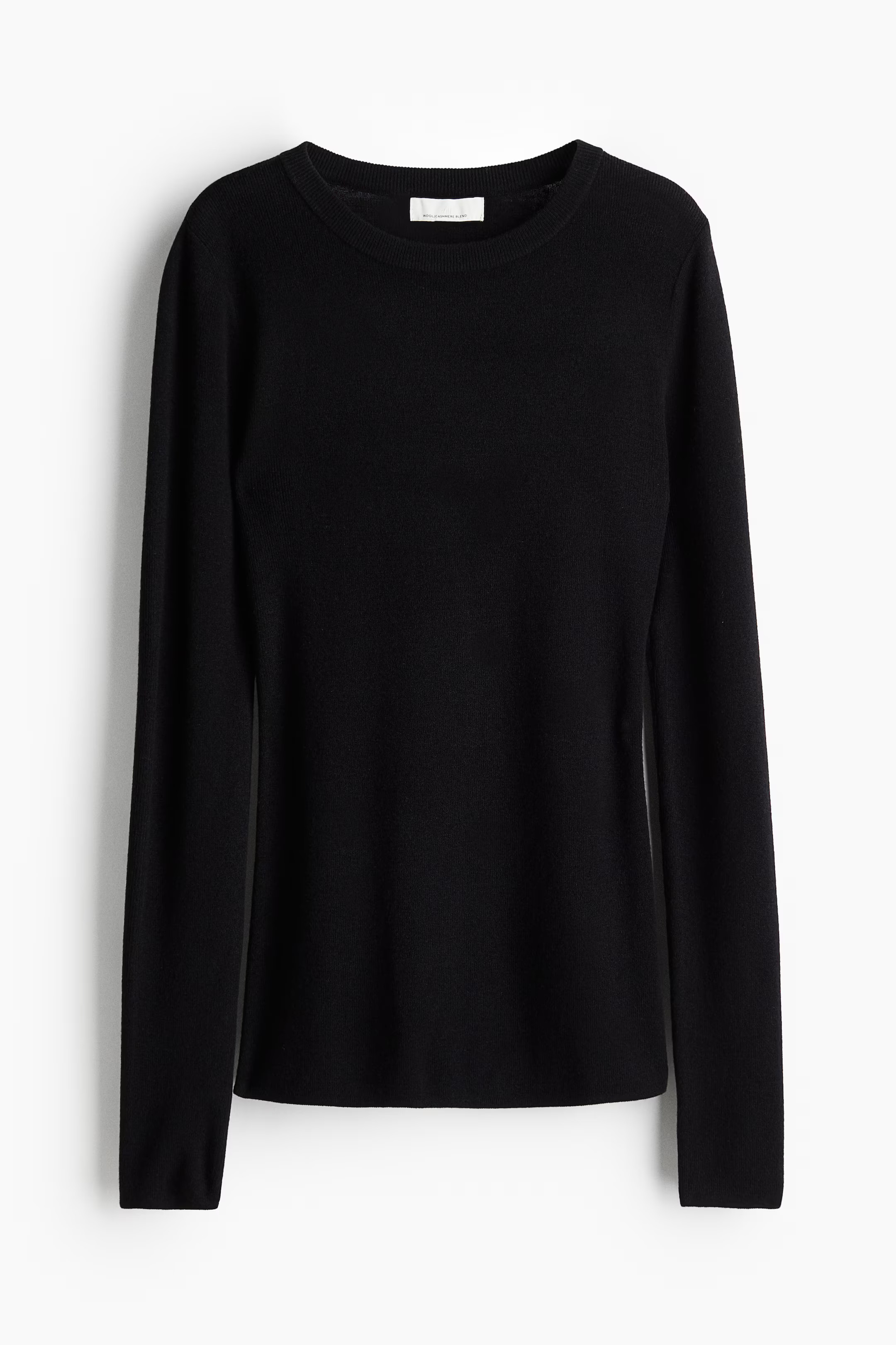 Fine-knit cashmere-blend top - Round neck - Long sleeve - Cream - Ladies | H&M GB | H&M (UK, MY, IN, SG, PH, TW, HK)
