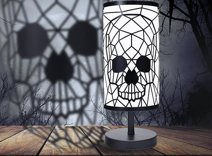 Halloween Skull Shadow Lamp – Gothic Black Skeleton Face Light 3-Dimmable Touch Settings, Spook... | Amazon (US)
