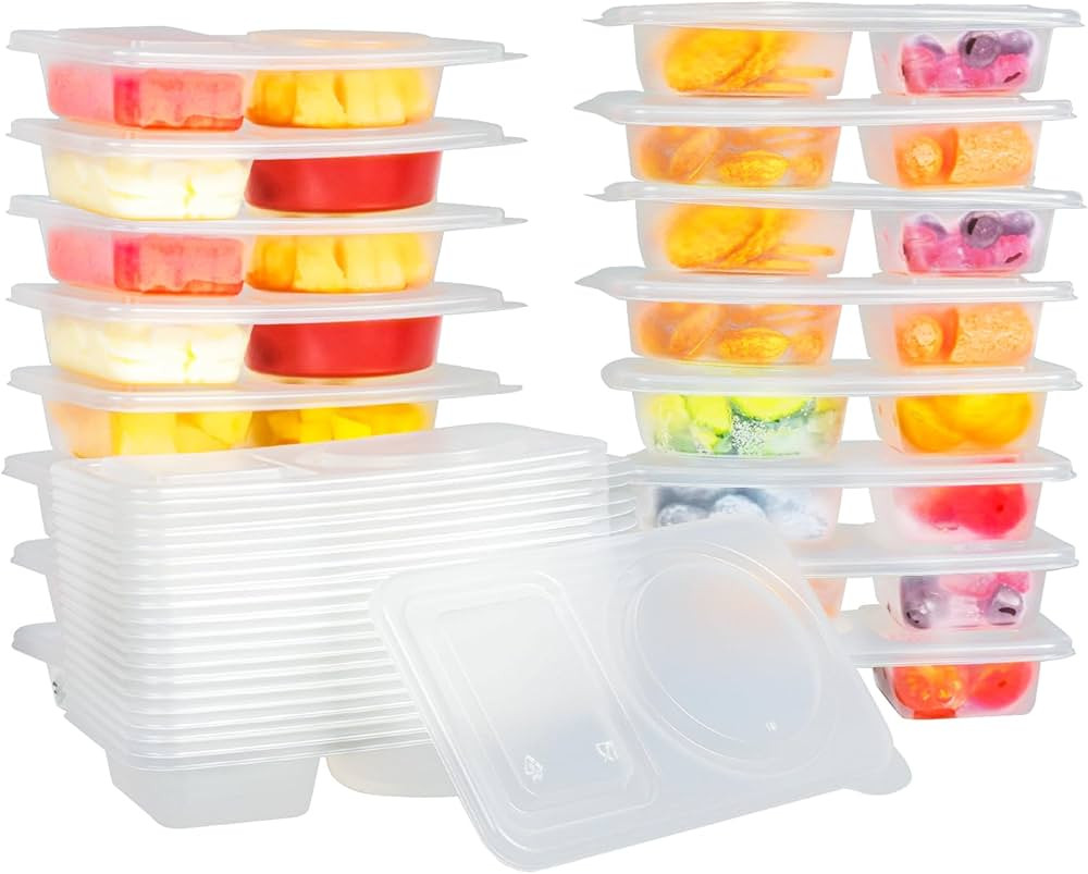 Reusable Snack Containers with Lids 20Pcs,Dual compartment snack container,Snack box containers t... | Amazon (US)