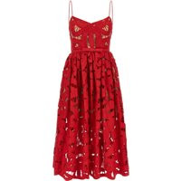Self Portrait 'Red Bow Embroidered Midi' Dress | Balardi (US & Canada)