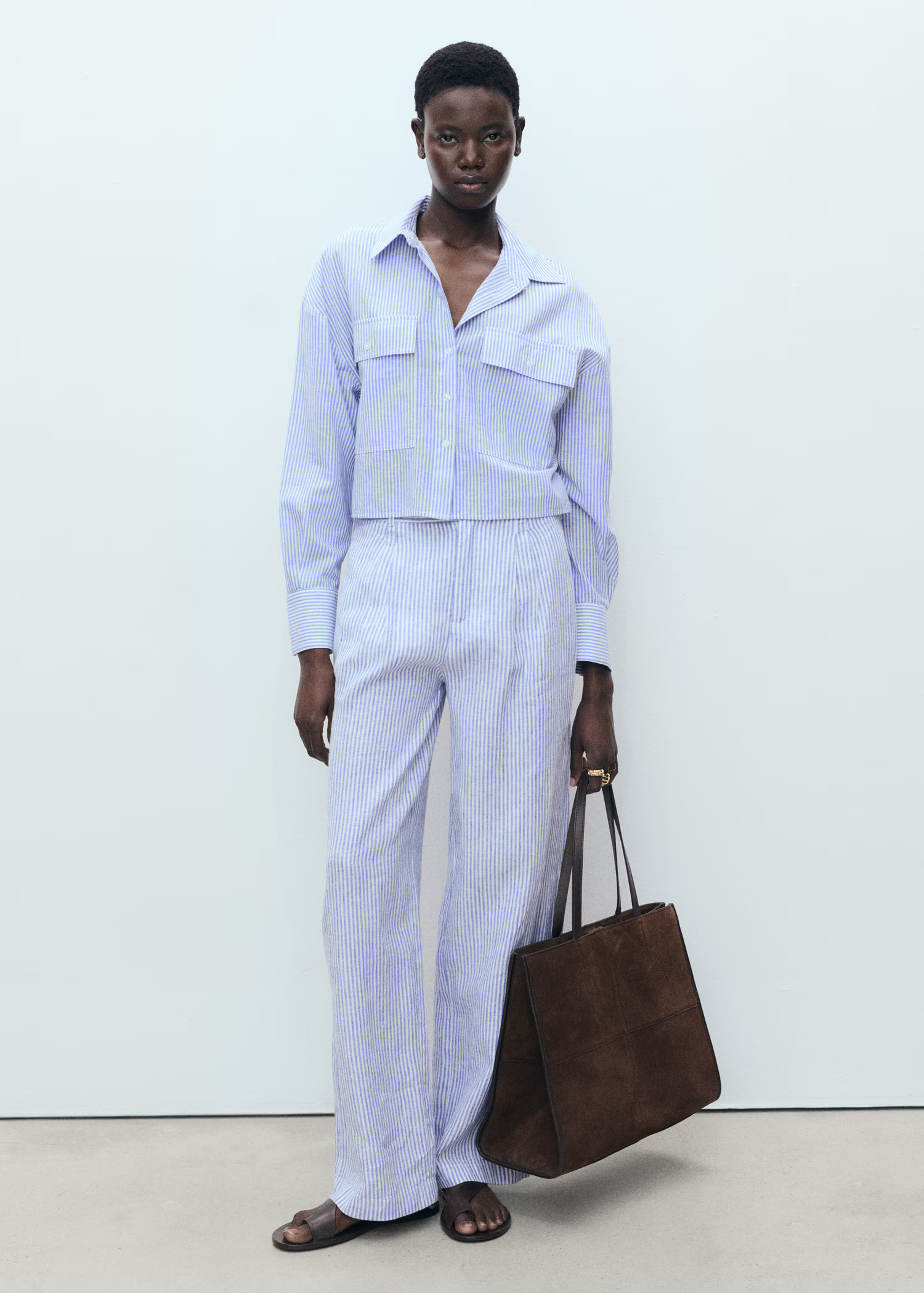 Striped cropped shirt with pockets - Women | MANGO United Kingdom | MANGO (UK)