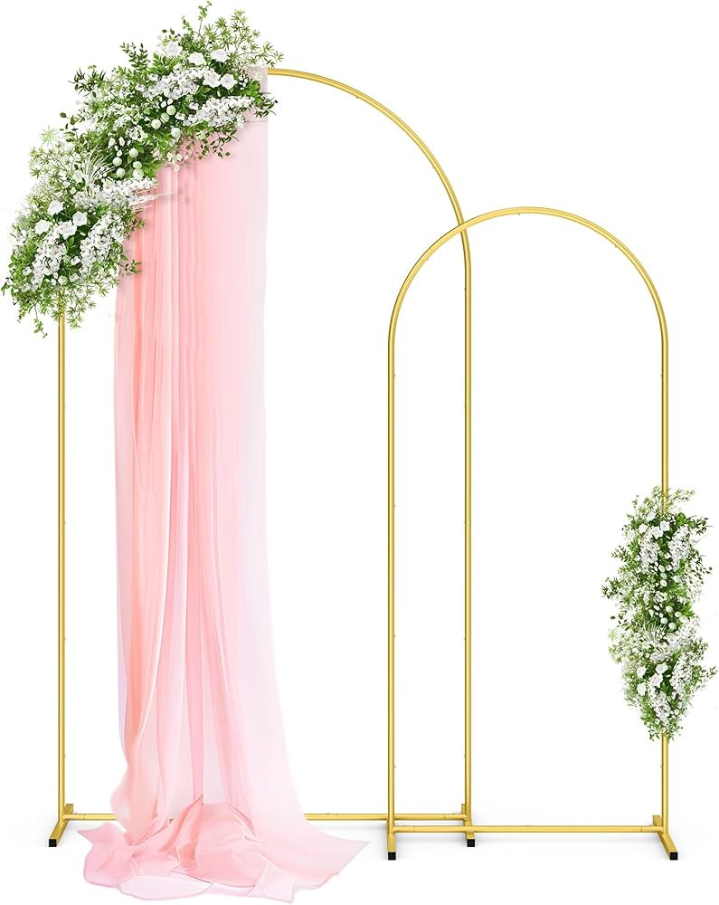 Pureegg Metal Arch Backdrop Stand Set - Set of 2 (7.2ft/6.0ft), Gold Wedding Stand with Stable Ba... | Amazon (US)