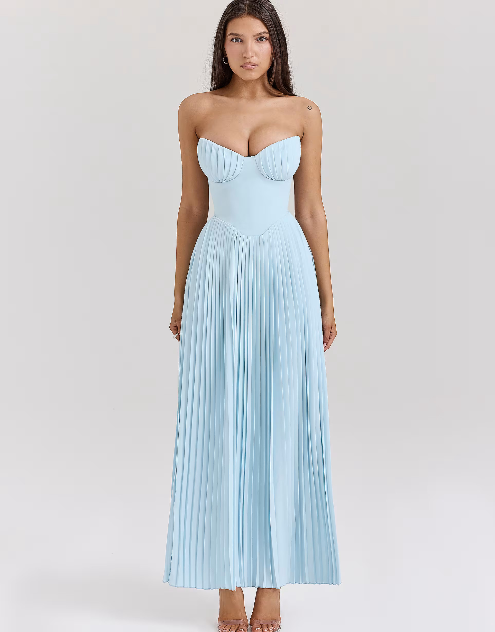 House of CB Marcella pleated maxi dress in ocean blue | ASOS (Global)