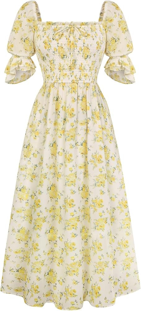Scarlet Darkness 2026 Summer Floral Dress for Women Cottagecore Smocked Midi Dresses | Amazon (US)