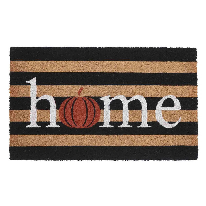 Gracie Oaks Home Pumpkin Multicolor Stripe Halloween Coir Outdoor Doormat, 18" x 30" | Wayfair | Wayfair North America