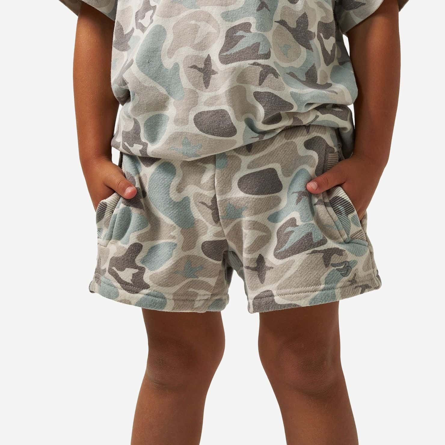 Youth Vintage Washed Shorts - Mallard Mayhem Camo | BURLEBO