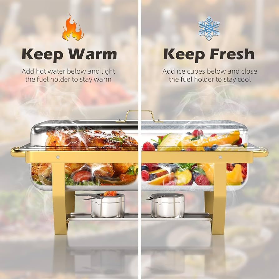 4 Pack Stainless Steel Chafing Dishes for Buffet, 9 QT Capacity 7 Pans Food Warmers for Parties, ... | Amazon (US)