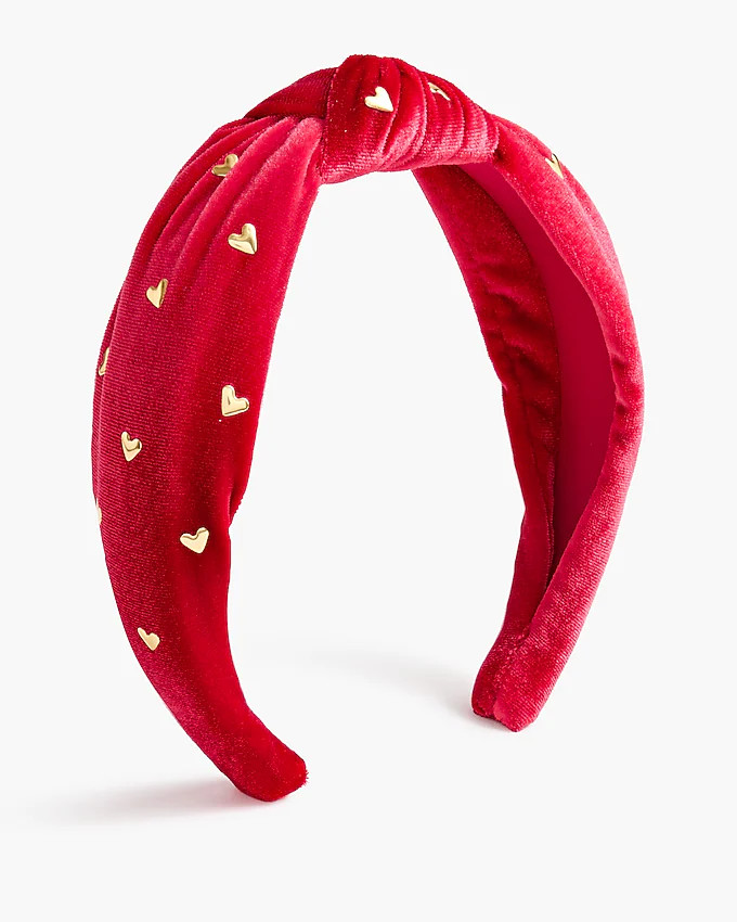 Gold heart velvet knot headband | J.Crew Factory