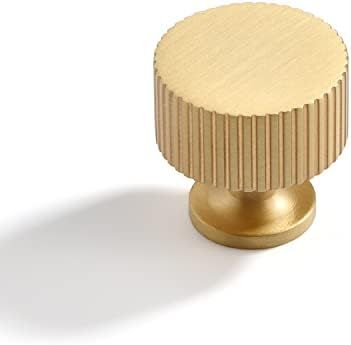 DAIRAZAN Brushed-Gold Drawer Cabinet Knobs - 5 Pack Solid Brass Handles Hardware for Dresser Kitc... | Amazon (US)