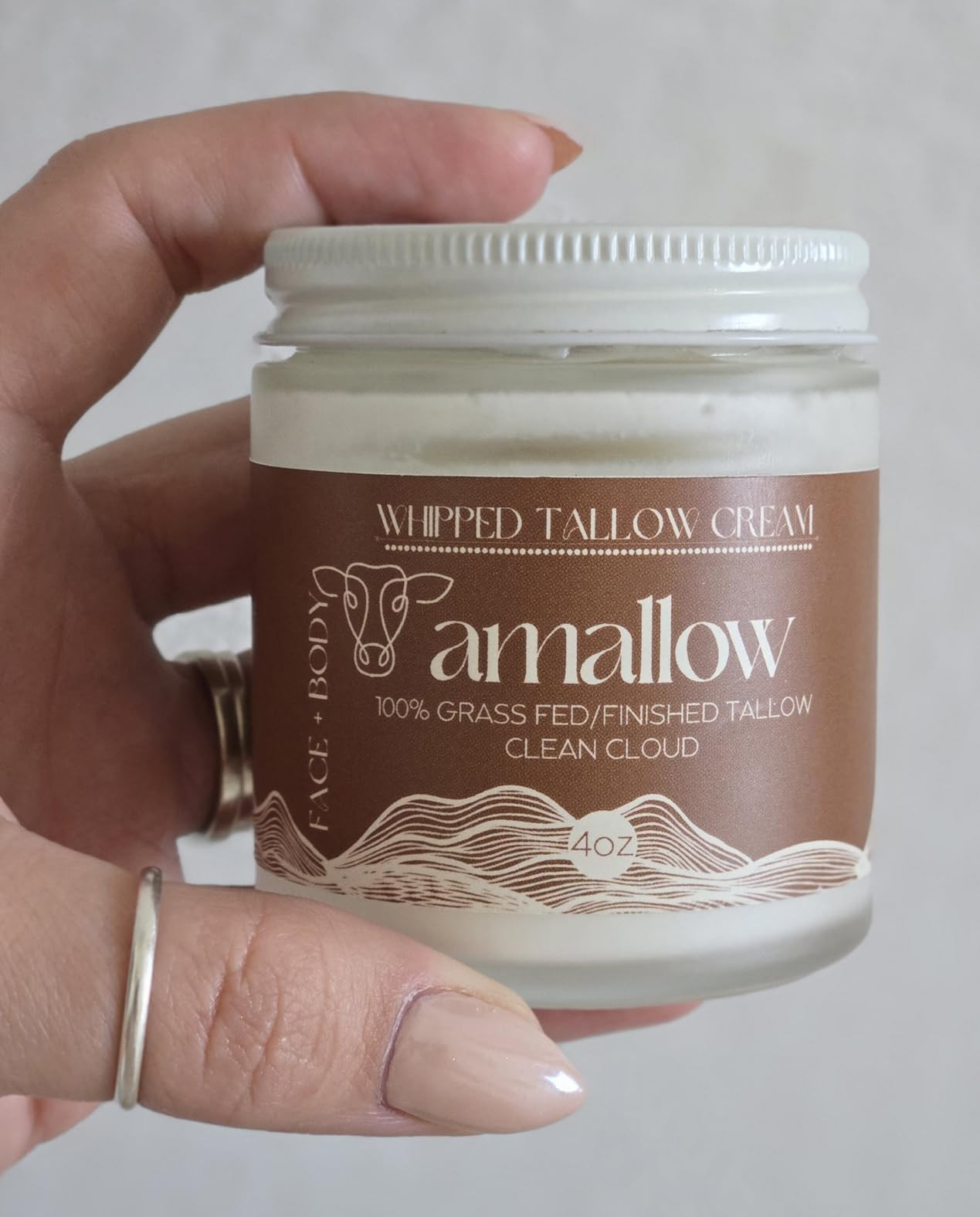 Amallow 100% Grass Fed Beef Tallow for Skin Care - Face + Body - Whipped Moisturizer for Sensitive Skin - Natural Lotion, 4 FL. oz. (Unscented) | Amazon (US)